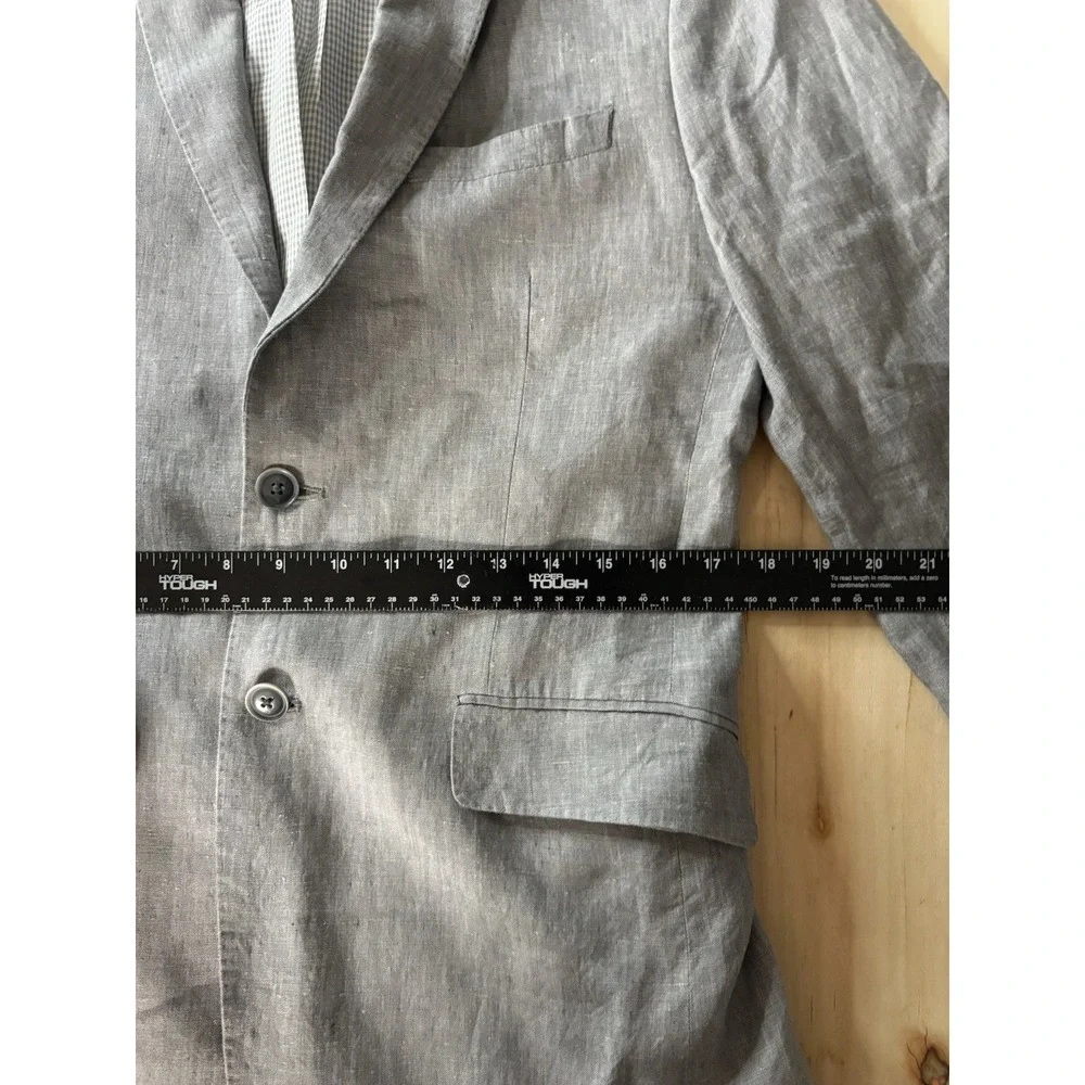 Banana Republic Modern Slim Fit Suit Jacket Gray 38R Linen Blend Blazer Mens